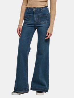 Urban Classics Damen Loose Fit Jeans Ladies High Waist 90´s Wide In Blau 915368