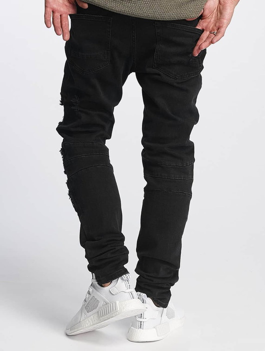 Männer slim-fit-jeans-190 Cayler & Sons Herren Slim Fit Jeans ALLDD Paneled Inverted Biker in schwarz
