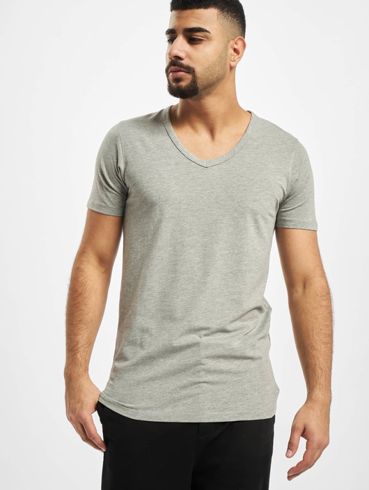 Männer t-shirts Jack & Jones Herren T-Shirt Core Basic V-Neck in grau