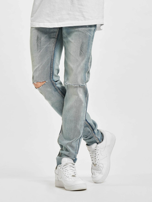 Männer slim-fit-jeans-190 Sixth June Herren Slim Fit Jeans Destroyed Washed in blau