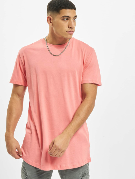Männer t-shirts Urban Classics Herren T-Shirt Shaped Long in rosa
