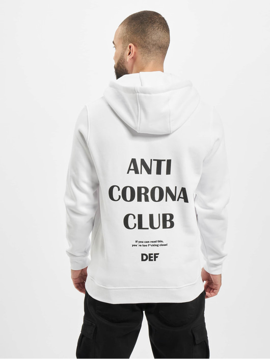 Männer hoodies DEF Herren Hoody Anti Corona in weiß