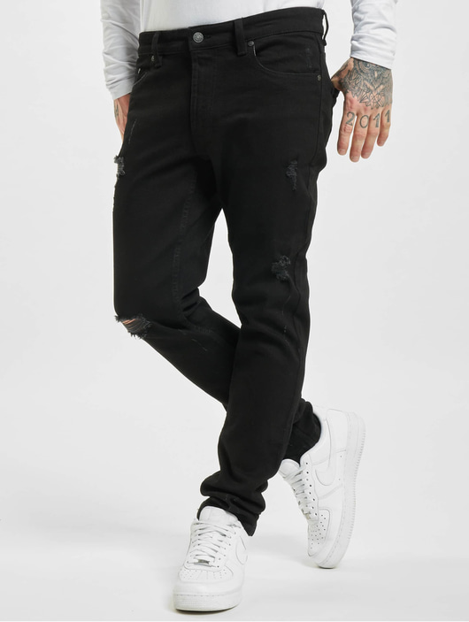 Männer slim-fit-jeans-190 Denim Project Herren Slim Fit Jeans Mr. Red Destroy in schwarz