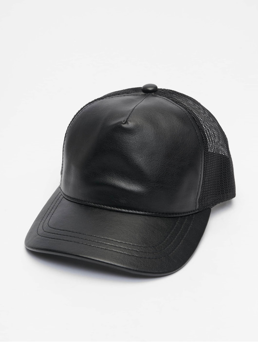 Frauen trucker-caps Flexfit Trucker Cap Leather in schwarz