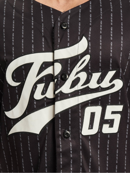 Männer hemden Fubu Herren Hemd Pinstripe Baseball Jersey in schwarz