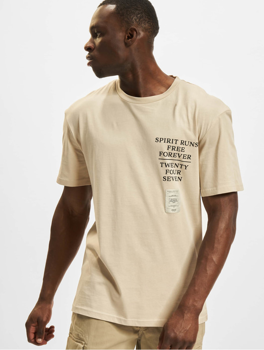 Männer t-shirts Jack & Jones Herren T-Shirt Opening Crew Neck in beige