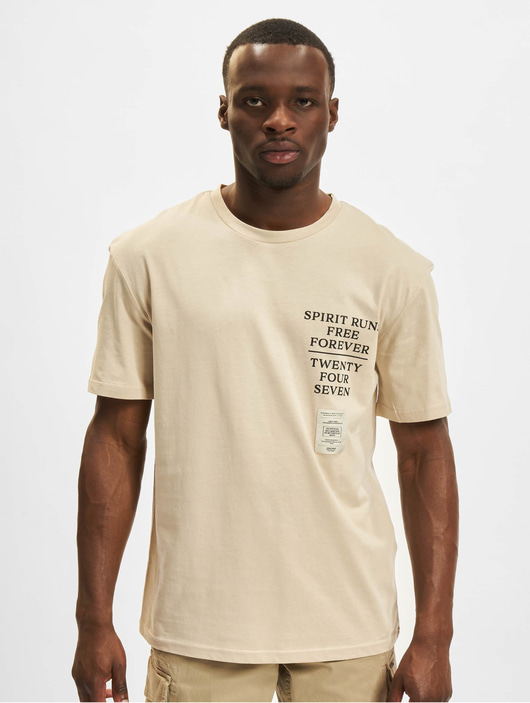 Männer t-shirts Jack & Jones Herren T-Shirt Opening Crew Neck in beige