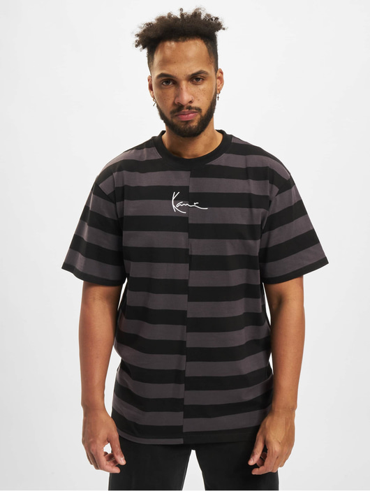 Männer t-shirts Karl Kani Herren T-Shirt Small Signature Split Stripe in grau