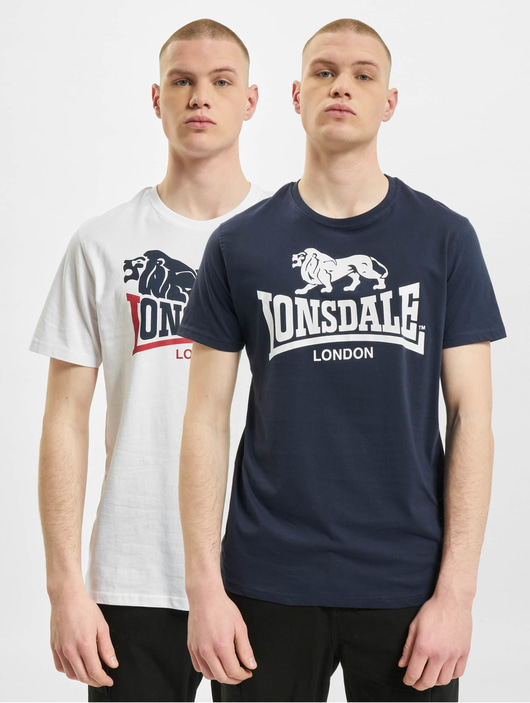 Männer t-shirts Lonsdale London Herren T-Shirt Loscoe 2-Pack in weiß