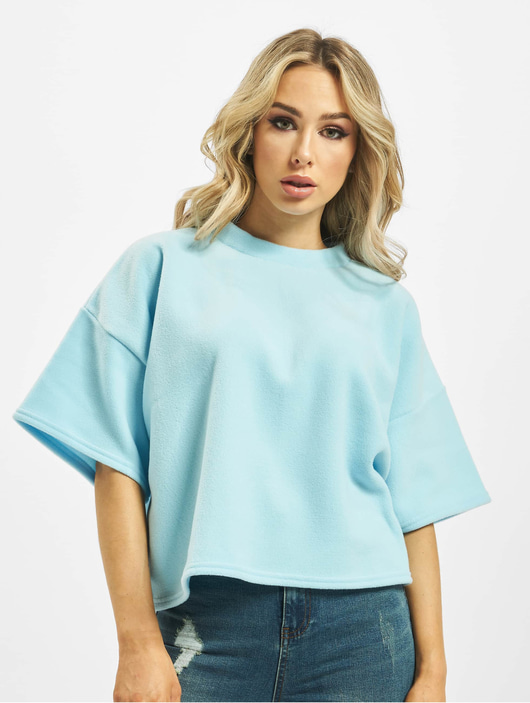 Frauen t-shirts Missguided Damen T-Shirt Fleece Oversized Coord in blau