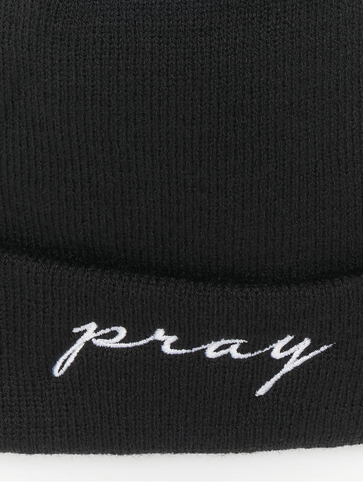 Männer muetzen Mister Tee Beanie Pray Embroidery in schwarz