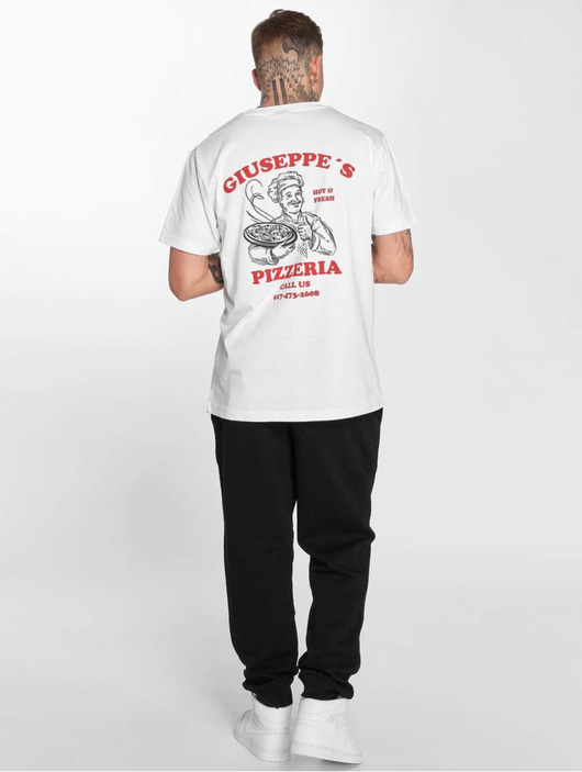 Männer t-shirts-109 Mister Tee Herren T-Shirt Giuseppes Pizzeria in weiß