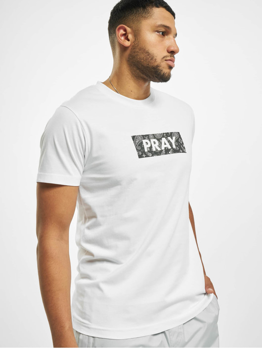 Männer t-shirts-109 Mister Tee Herren T-Shirt Bandana Box Pray in weiß