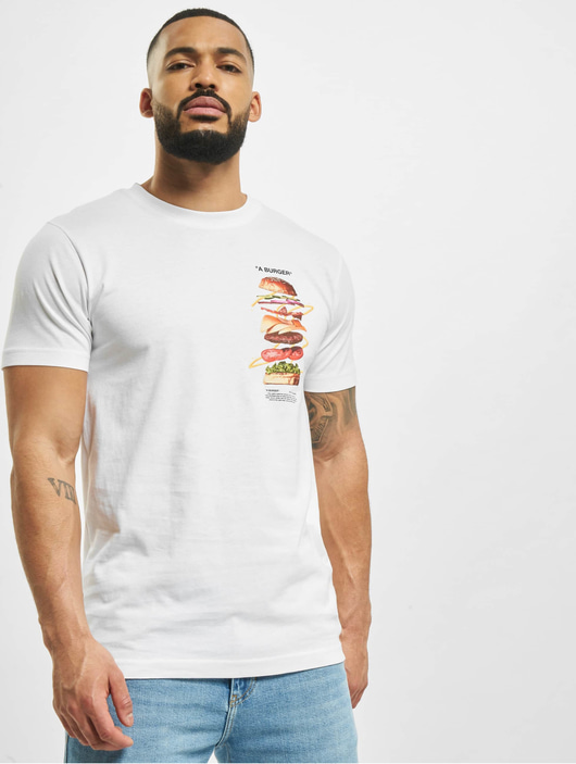 Männer t-shirts-109 Mister Tee Herren T-Shirt A Burger in weiß
