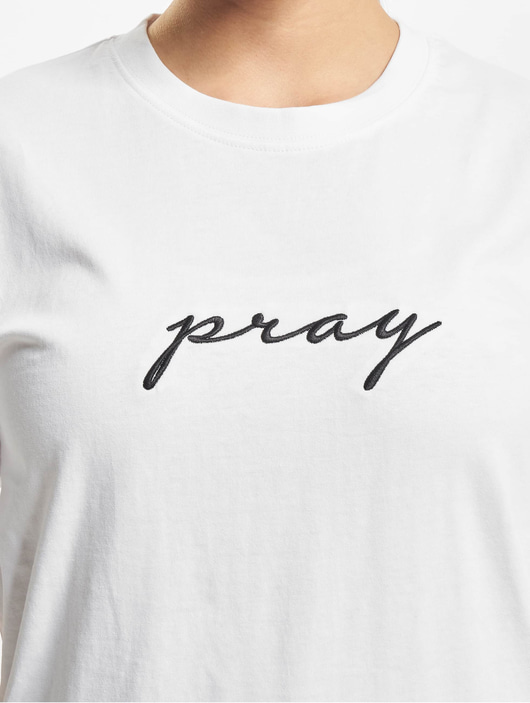 Frauen t-shirts-109 Mister Tee Damen T-Shirt Ladies Pray Emb in weiß