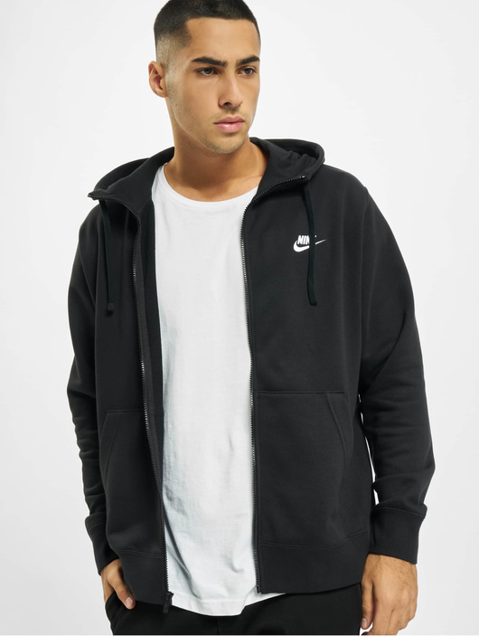 Männer zip-hoodies Nike Herren Zip Hoodie Club Full Zip FT in schwarz