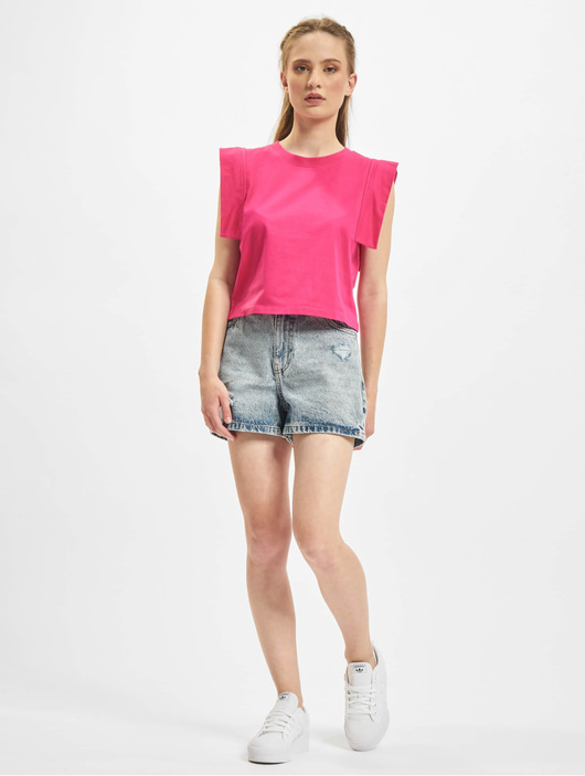 Frauen tops Only Damen Top Vivi Squared Cropped in pink