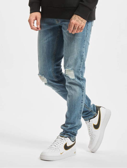 Männer slim-fit-jeans-190 Redefined Rebel Herren Slim Fit Jeans RRStockholm Destroy in blau
