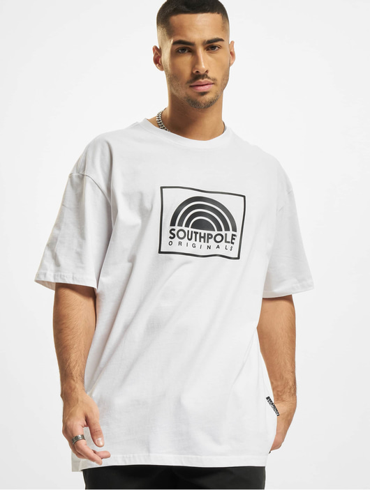 Männer t-shirts Southpole Herren T-Shirt Square Logo in weiß