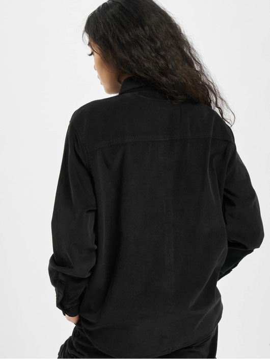 Frauen hemden Urban Classics Damen Hemd Ladies Corduroy Oversized in schwarz