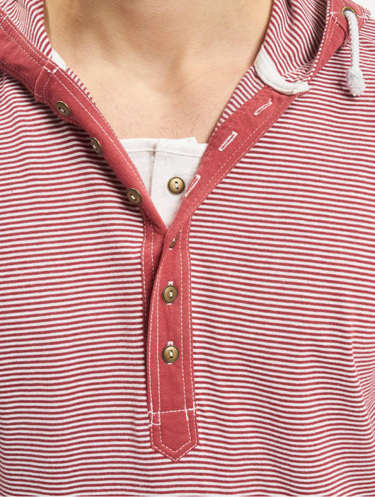 Männer hoodies Urban Classics Herren Hoody Fine Stripe Button Jersey in rot