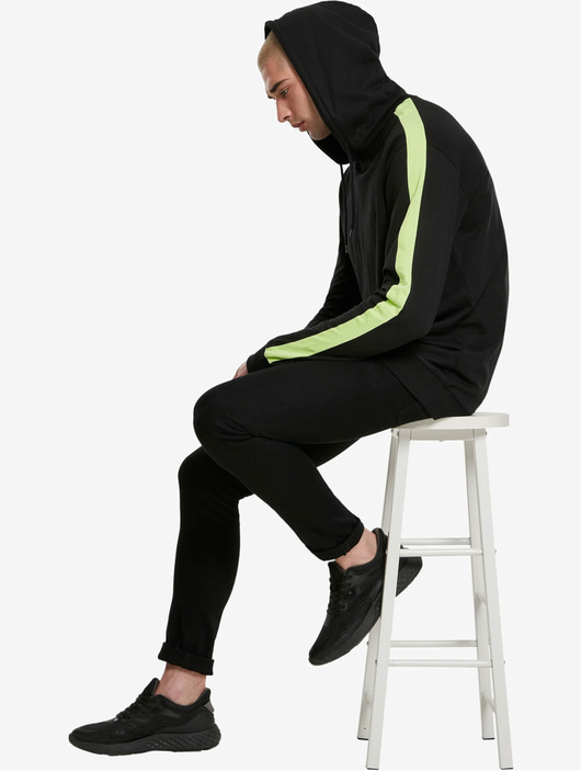 Männer hoodies Urban Classics Herren Hoody Neon Striped in schwarz