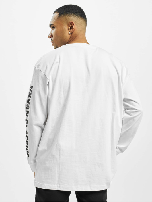 Männer longsleeves Urban Classics Herren Longsleeve Sleeve Logo Boxy Pocket in weiß