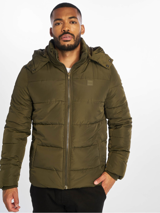 Männer puffer-jackets Urban Classics Herren Puffer Jacket Hooded Puffer in olive