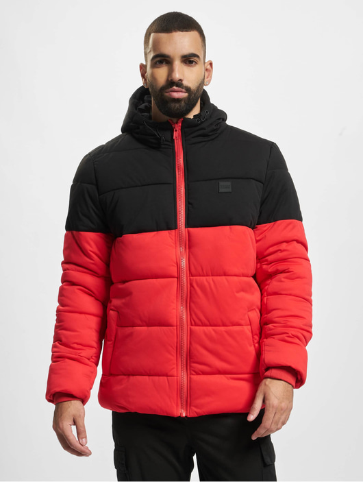 Männer puffer-jackets Urban Classics Herren Puffer Jacket Hooded 2-Tone in rot