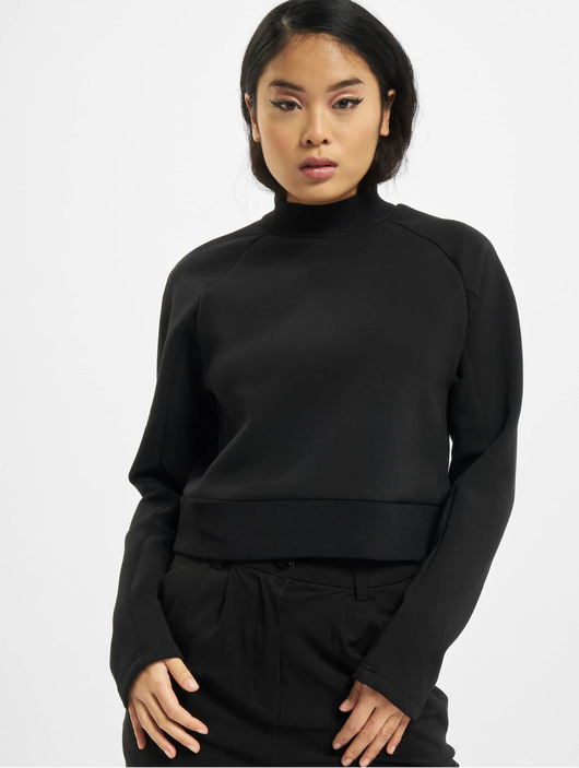 Frauen pullover Urban Classics Damen Pullover Ladies Interlock Short in schwarz