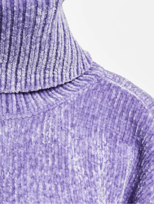 Frauen pullover Urban Classics Damen Pullover Ladies Short Chenille Turtleneck in violet