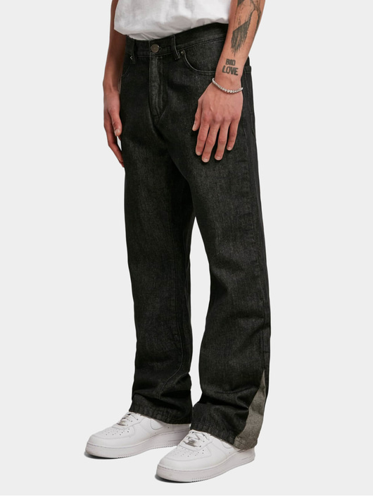 Männer straight-fit-jeans Urban Classics Herren Straight Fit Jeans Organic Triangle in schwarz