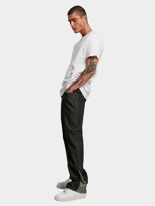 Männer straight-fit-jeans Urban Classics Herren Straight Fit Jeans Organic Triangle in schwarz