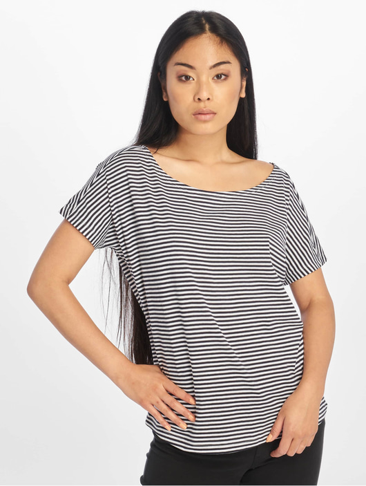 Frauen t-shirts Urban Classics Damen T-Shirt Yarn Dyed Baby Stripe in blau