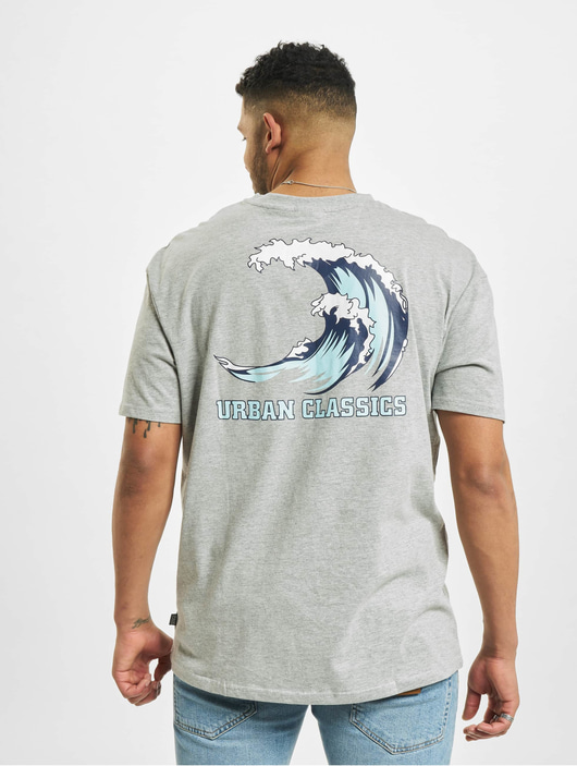 Männer t-shirts Urban Classics Herren T-Shirt Big Wave in grau