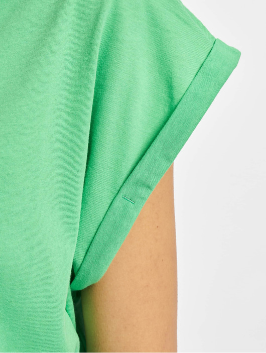 Frauen t-shirts Urban Classics Damen T-Shirt Ladies Extended Shoulder in grün