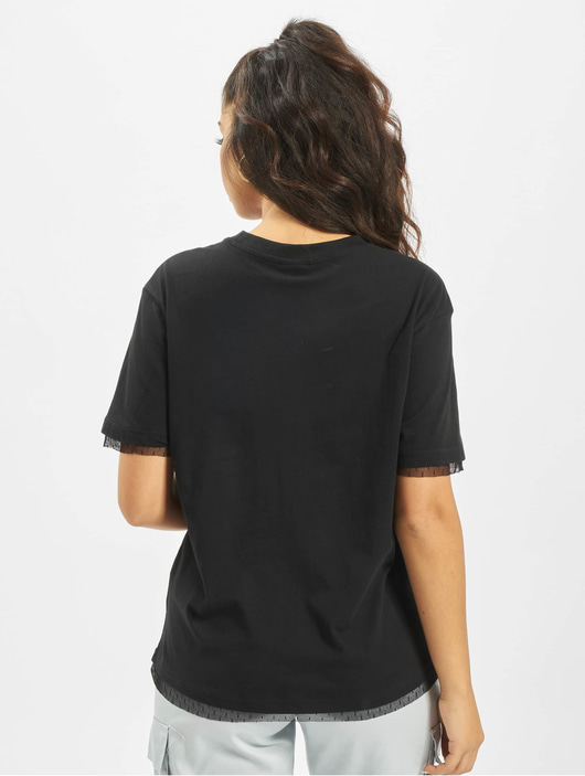 Frauen t-shirts Urban Classics Damen T-Shirt Boxy Lace in schwarz