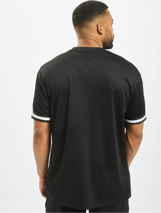 Männer t-shirts Urban Classics Herren T-Shirt Oversized Stripes Mesh in schwarz