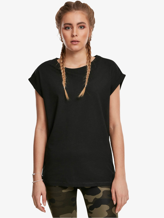 Frauen t-shirts Urban Classics Damen T-Shirt Extended Shoulder 2-Pack in schwarz
