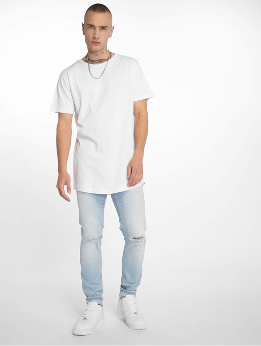 Männer t-shirts Urban Classics Herren T-Shirt Shaped Long in weiß