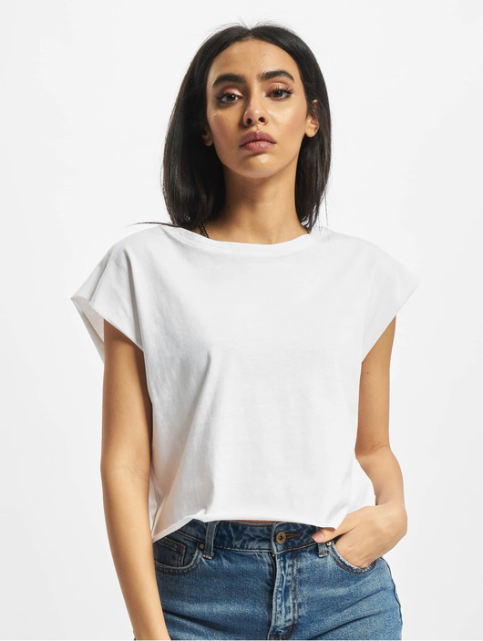 Frauen t-shirts Urban Classics Damen T-Shirt Ladies Organic Short in weiß