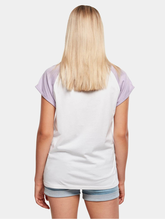 Frauen t-shirts Urban Classics Damen T-Shirt Ladies Contrast Raglan in weiß