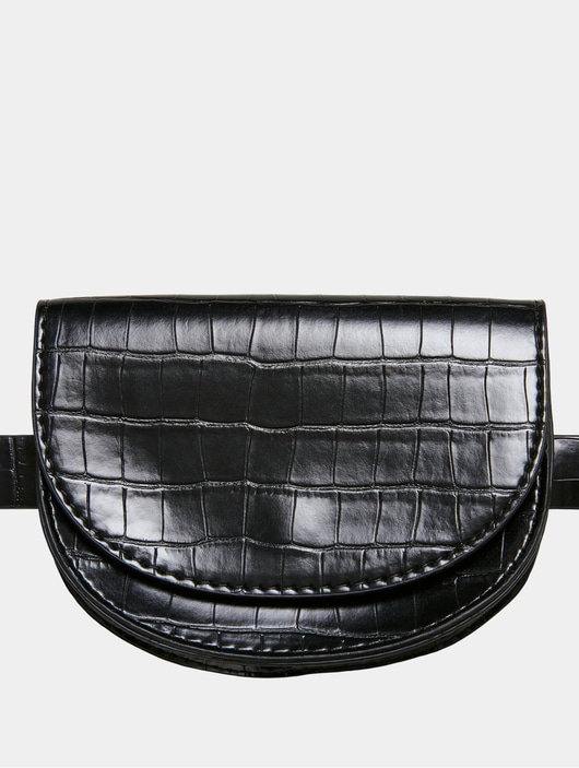Frauen taschen Urban Classics Tasche Croco Synthetic Leather Double Beltbag in schwarz