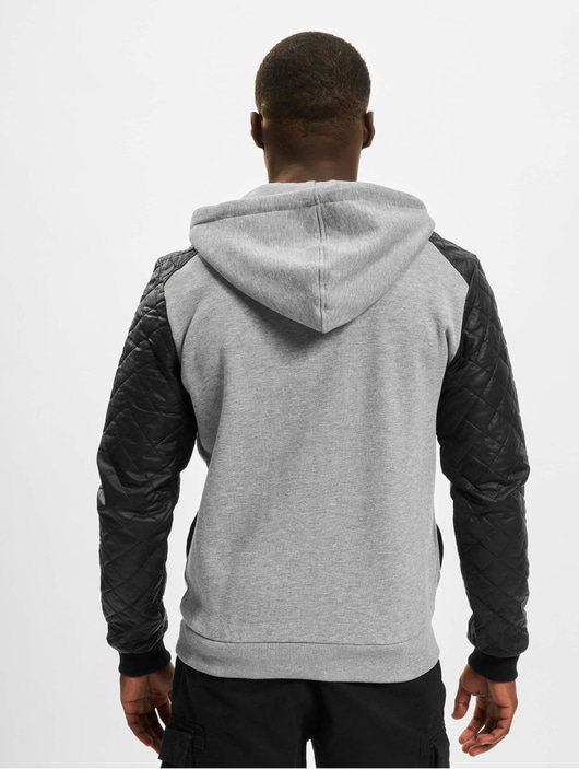 Männer zip-hoodies Urban Classics Herren Zip Hoodie Diamond Leather Imitation in grau