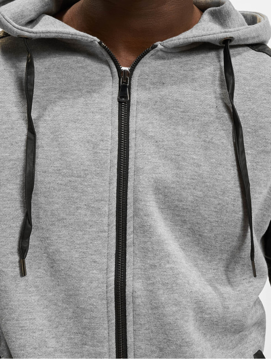 Männer zip-hoodies Urban Classics Herren Zip Hoodie Diamond Leather Imitation in grau