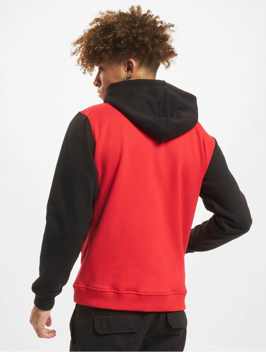 Männer zip-hoodies Urban Classics Herren Zip Hoodie Relaxed 3-Tone in rot
