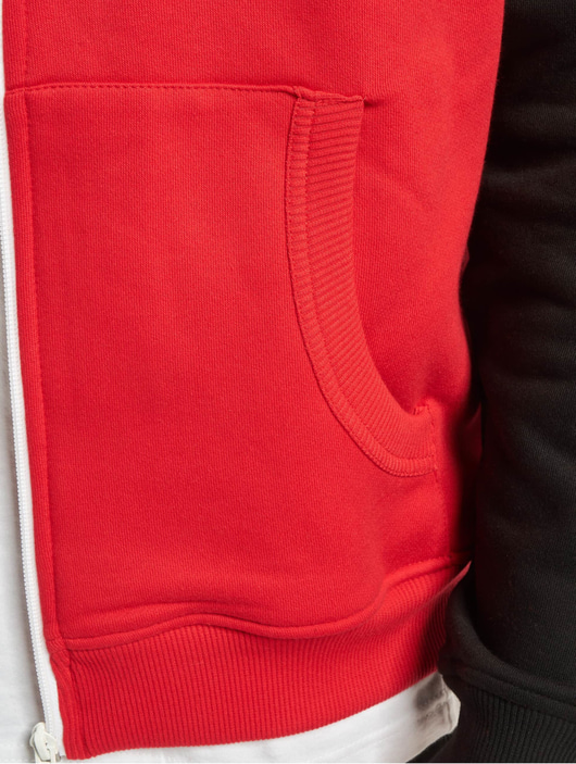 Männer zip-hoodies Urban Classics Herren Zip Hoodie Relaxed 3-Tone in rot