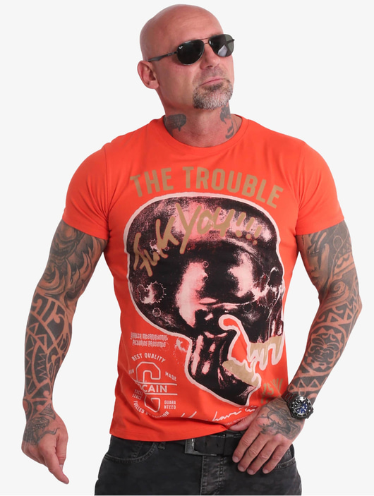 Männer t-shirts Yakuza Herren T-Shirt Fcku in orange