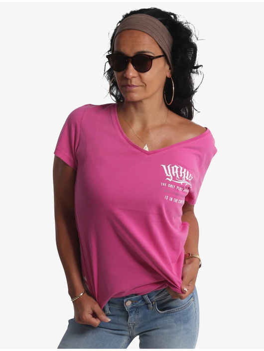 Frauen t-shirts Yakuza Damen T-Shirt Equality Dye V-Neck in pink
