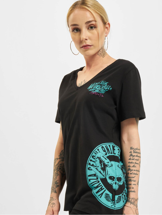 Frauen t-shirts Yakuza Damen T-Shirt Jodas V-Neck in schwarz